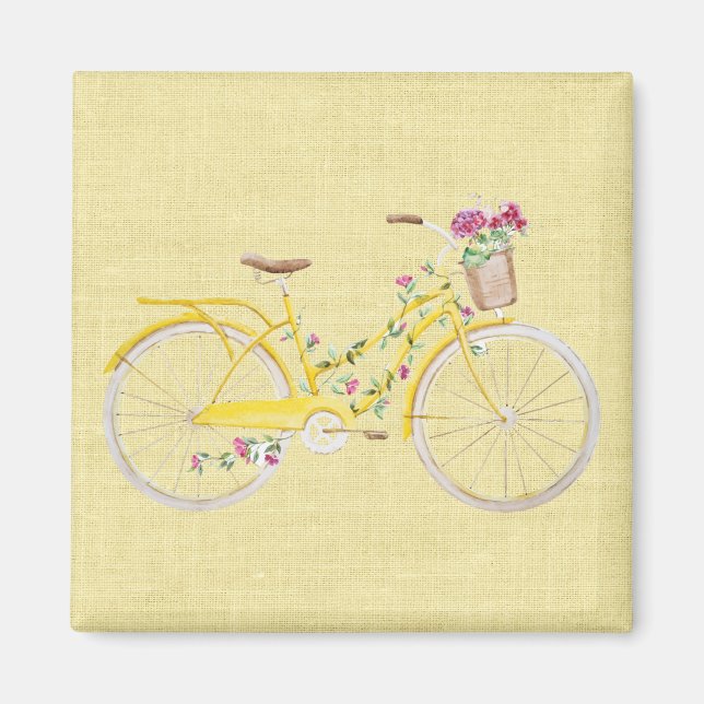 Íman Bicicleta Amarela Aquarela (Frente)