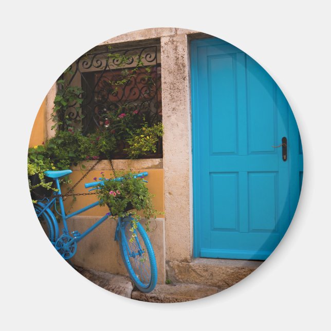 Íman Bicicleta Azul e Porta no Verão (Frente)