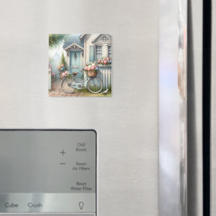 Íman Bicicleta de Algodão Azul com Cesta de Flor de Pri