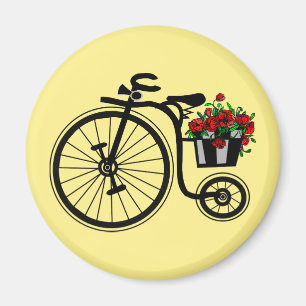 Íman Bicicleta Romântica de Flores de Vintagem