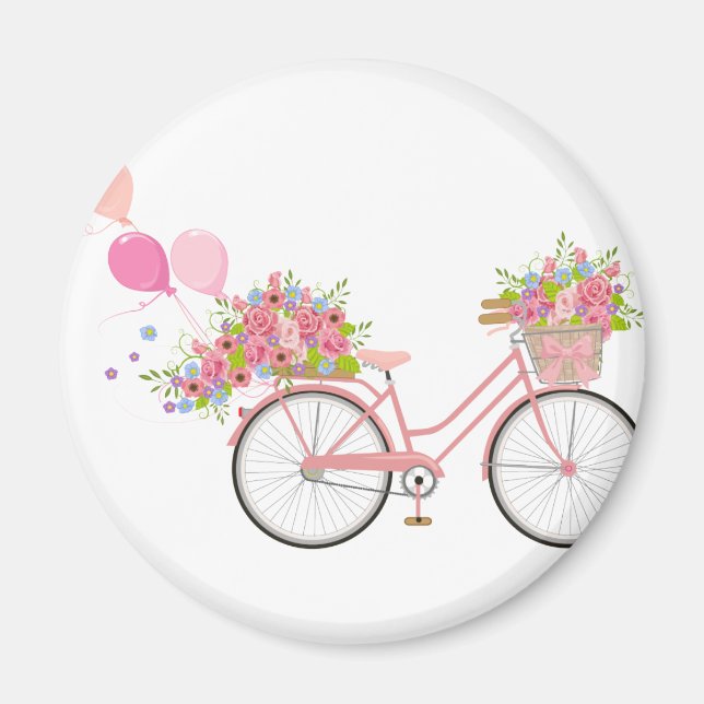 Íman Bicicleta Rosa Whimsical (Frente)