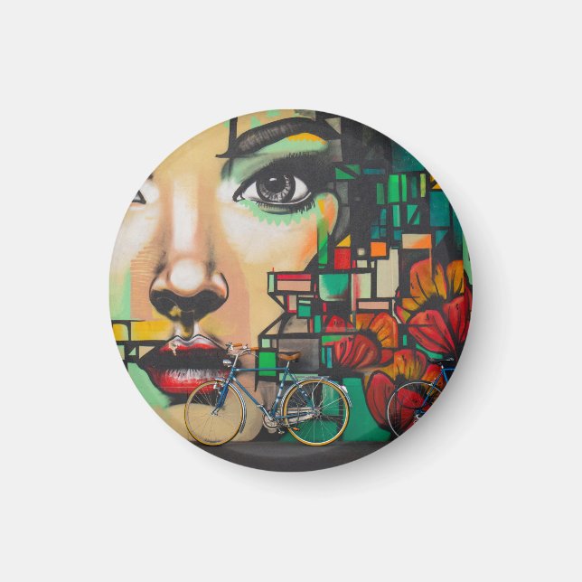 Íman Bicicletas na parede do Grafite (Frente)