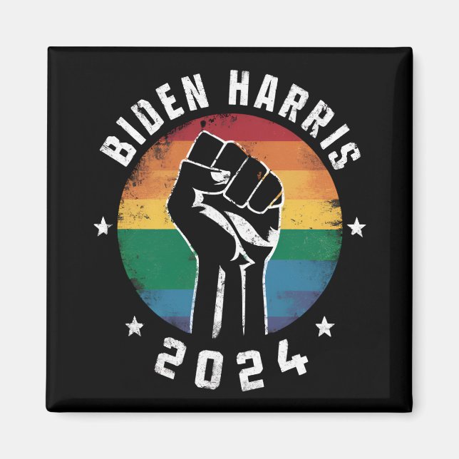 Íman Biden Harris 2024 LGBT Rainbow Orgulho gay Electio (Frente)