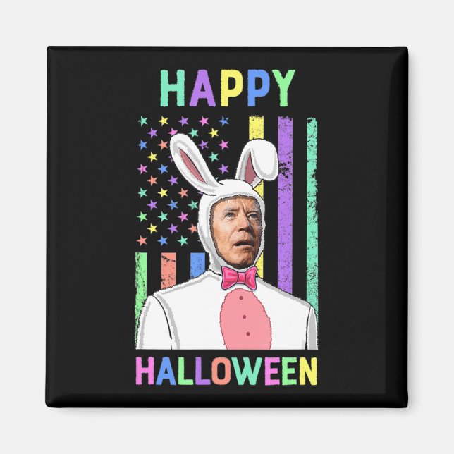 Íman Biden Páscoa Happy Halloween Bunny Joe Páscoa Flag (Frente)