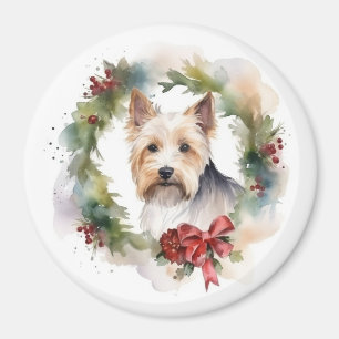Íman Biewer Terrier Christmas Wreath Festivo Pup