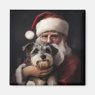 Íman Biewer Terrier com Papai Noel Natal Festivo