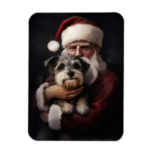 Íman Biewer Terrier com Papai Noel Natal Festivo