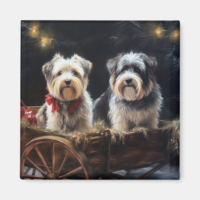 Íman Biewer Terrier Snowy Sleigh Decor de Natal (Frente)