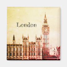 Big Ben Clock & London, Westminster / vintage UK