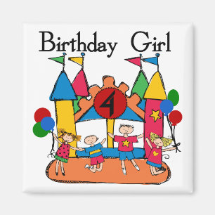 Íman Big Bonde Girl 4th Birthday T-shirts e presentes