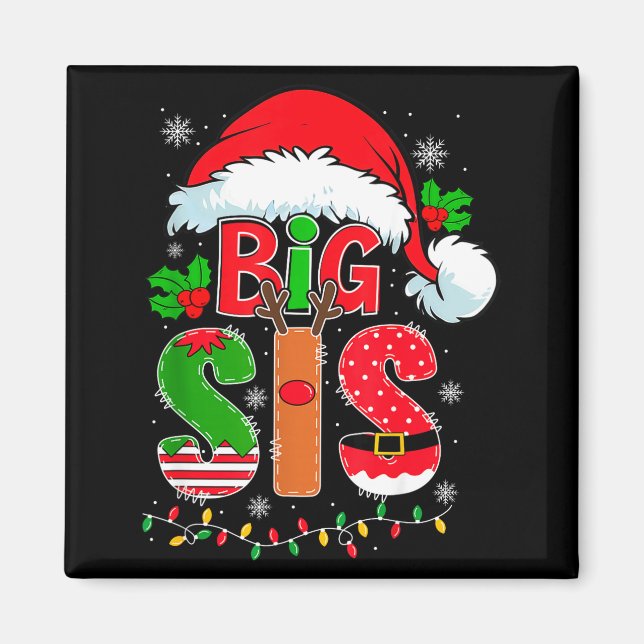 Íman Big Sis Santa Hat New Big Sister Announcement Xmas (Frente)