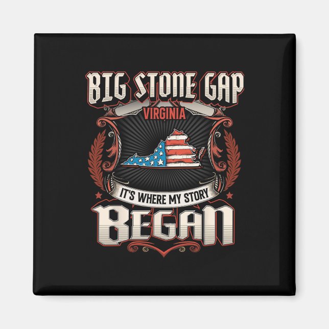 Íman Big Stone Gap Virginia Usa Flag 4 De Julho (Frente)