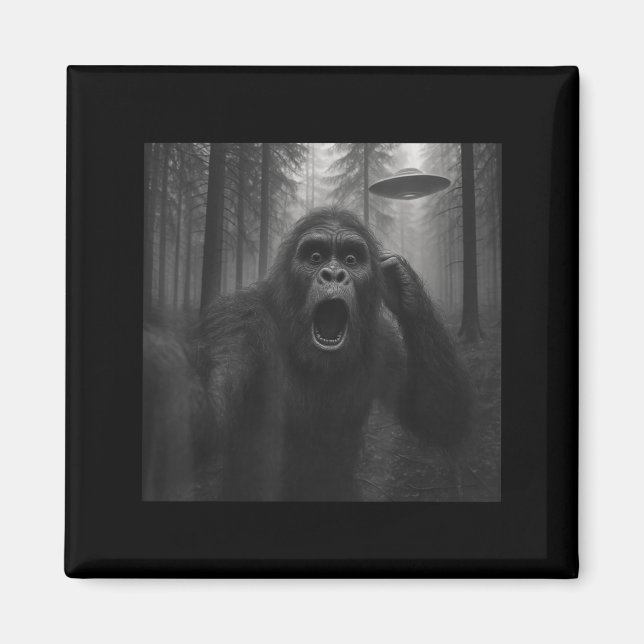 Íman Bigfoot Alien Ufo Selfie Engraçado Sasquatch Meme  (Frente)