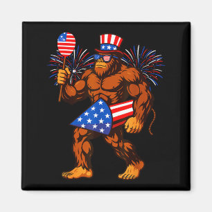 Íman Bigfoot fogo de artifício bandeira americana bigfo