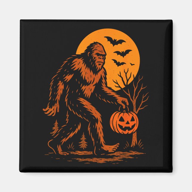 Íman Bigfoot Halloween Sasquatch Jack O Lantern  (Frente)