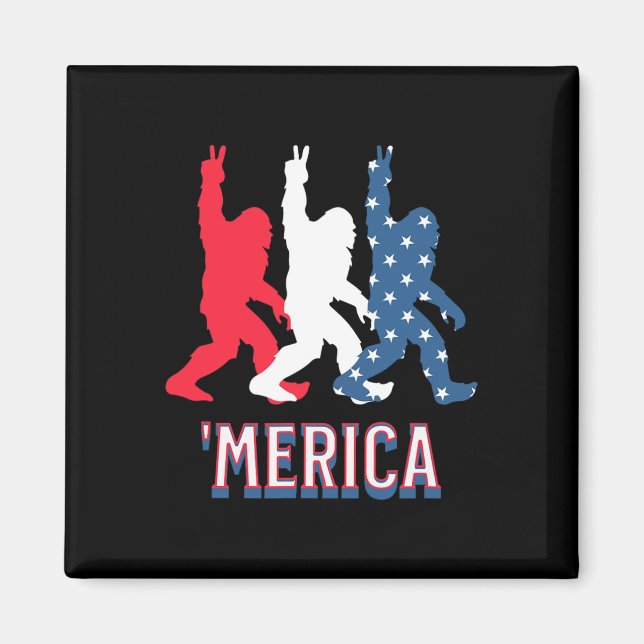 Íman Bigfoot Mérica Red White Blue Peace Sinal 4° De Ju (Frente)
