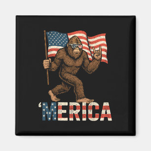 Íman Bigfoot Merica Rock Patriótico Americano Bandeira
