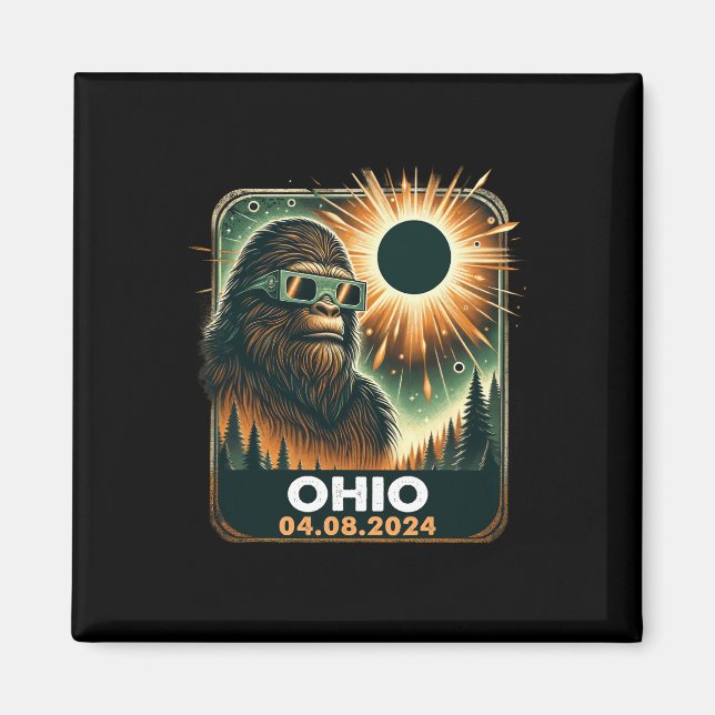 Íman Bigfoot Ohio Total Solar Eclipse 2024 Com Eclipse (Frente)