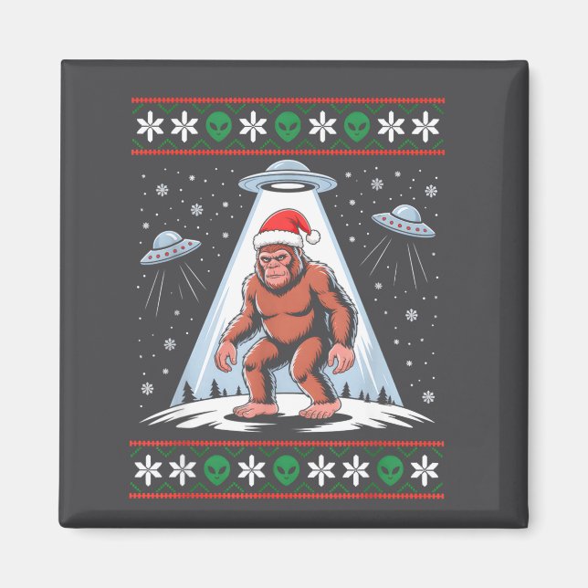 Íman Bigfoot Santa Ufo Alien Funny Ugly Christmas Sweat (Frente)