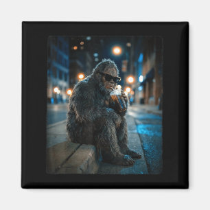 Íman Bigfoot sasquatch bebendo café gelado animação eng