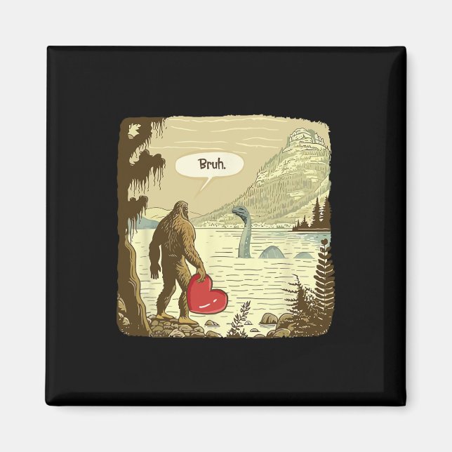 Íman Bigfoot Sasquatch engraçado Monstro do Lago Ness D (Frente)