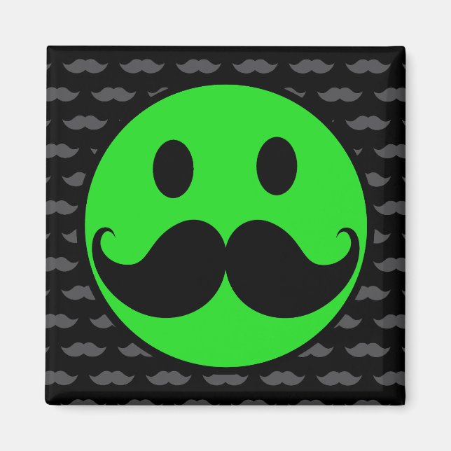 Íman bigode verde retrô bigode (Frente)