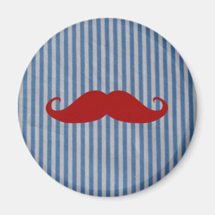 Íman Bigode Vermelho Engraçado E Banhas Brancas Azuis