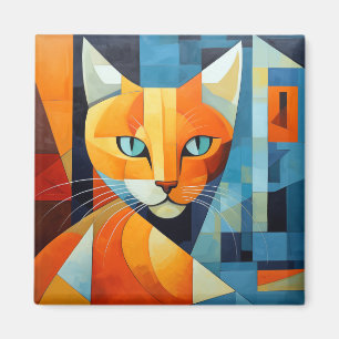 Íman Bigodes Abstratos: Gato Laranja