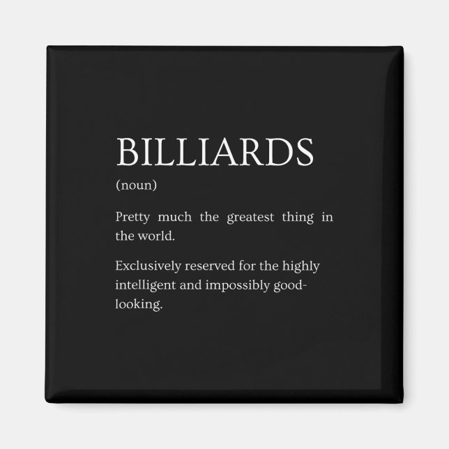 Íman Billiards Definition - Engraçado Sarcástico Billia (Frente)