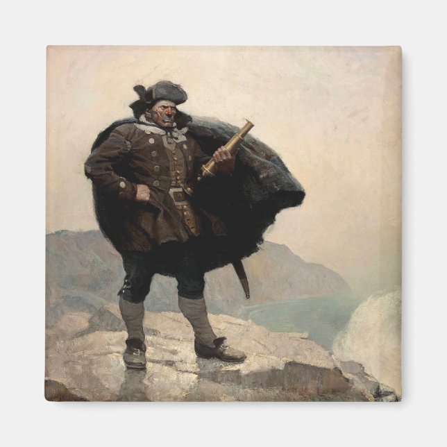Íman Billy Bones, ilha do tesouro por N. C. Wyeth (Frente)