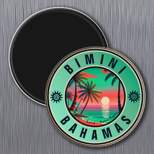 Íman Bimini Bahamas Retro Sunset Viagem Souvenir 1950