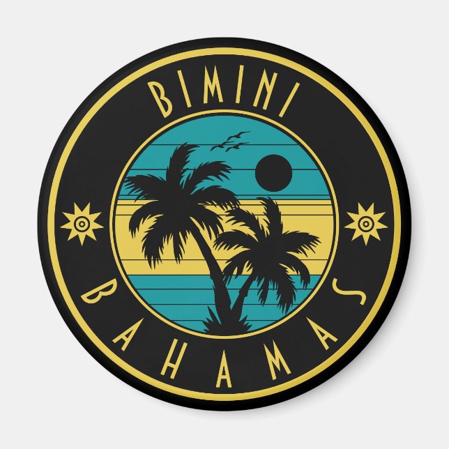 Íman Bimini Island Bahamas Retro Palm Souvenirs (Frente)