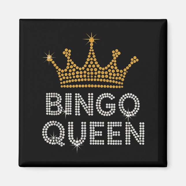 Íman Bingo Queen Bingo Player Game Party Funny Women Gi (Frente)