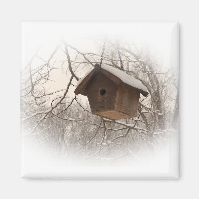Íman Birdhouse de inverno (Frente)