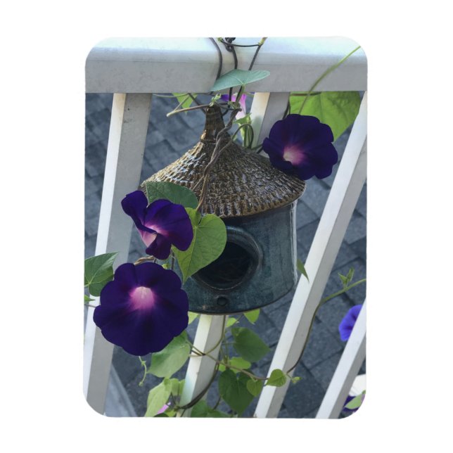 Íman Birdhouse With Morning Glories Magnet (Vertical)