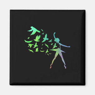 Íman Birds Ballerina Silhouette Balé Dançando