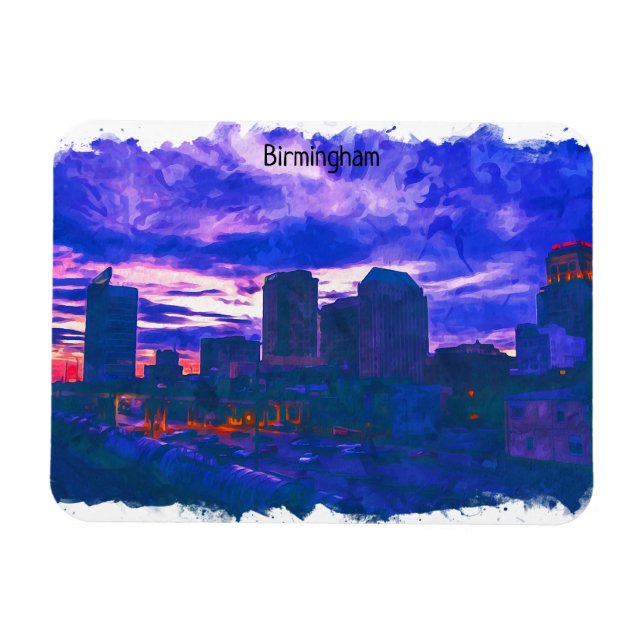 Íman Birmingham UK watercolor View (Horizontal)