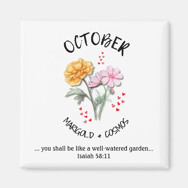 Íman Birth Month Flower OCTOBER Christian (Frente)
