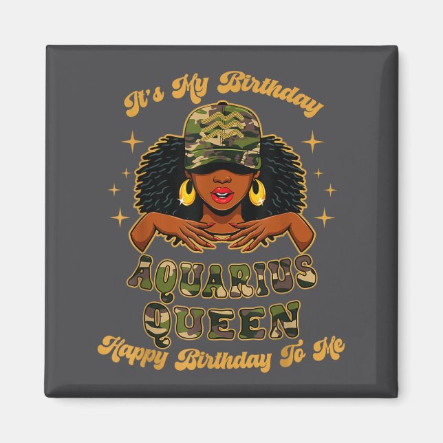 Íman Birthday Aquarius Queen Camo Black Woman African Z (Frente)