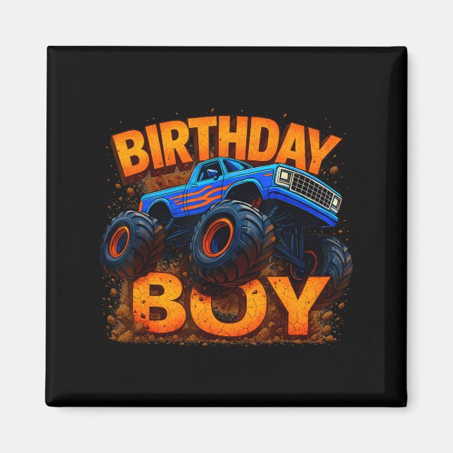 Íman Birthday Boy Monster Truck Funny Family Matching  (Frente)