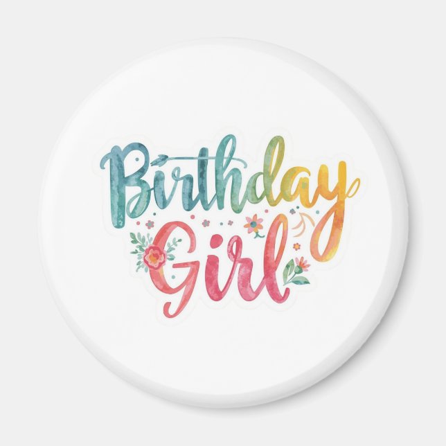 Íman Birthday Girl Rainbow Text (Frente)