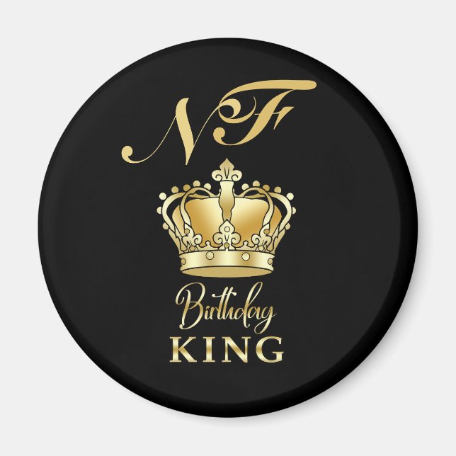 Íman Birthday King Gold Crown Royal Monogram Luxury (Frente)