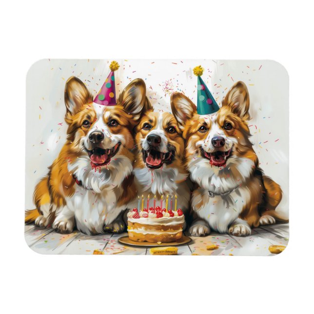 Íman Birthday Pembroke Welsh Corgi Cães (Horizontal)