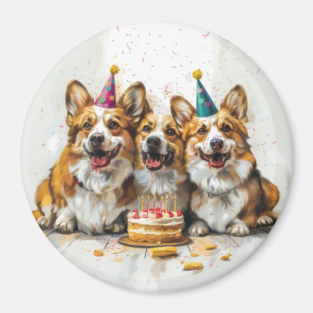 Íman Birthday Pembroke Welsh Corgi Cães (Frente)