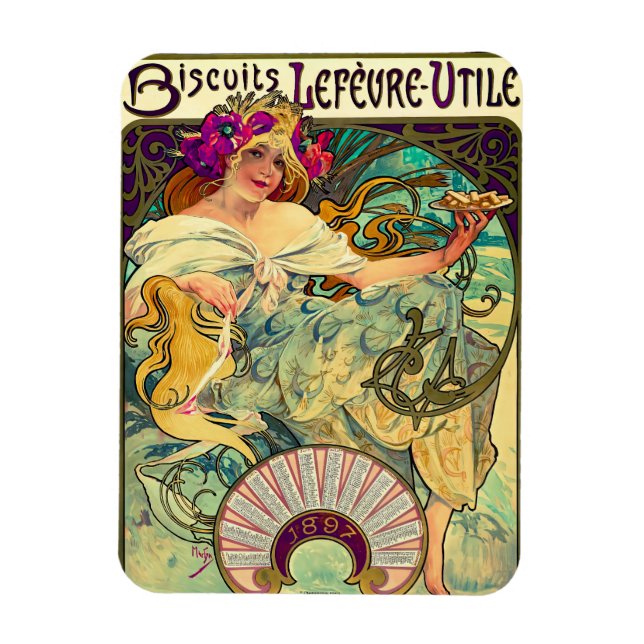 Íman Biscoitos Lefevre-Utile por Alphonse Mucha (1896) (Vertical)