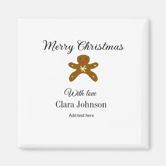 Íman Biscoitos marrons de Natal felizes adicionam nome  (Frente)