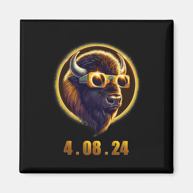 Íman Bison Buffalo Vestindo Gles Solar 2024 Eclipse (Frente)