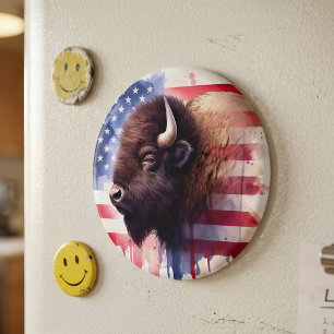 Íman Bison com bandeira dos Estados Unidos da América