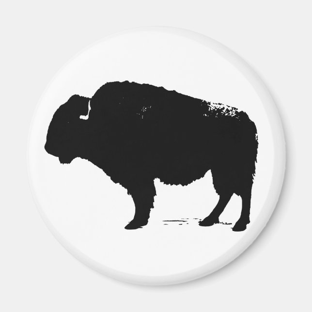 Íman Bison de Búfalo de Pop Preto e Branco (Frente)