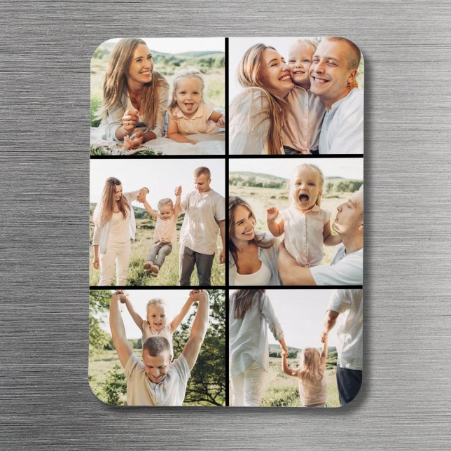 Íman Black 6 Photo Collage Custom Modern Simple  (Criador carregado)
